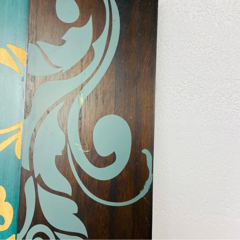 Teal , Gold & brown large 3D rectangle Paisley, floral Wall Art Decor
